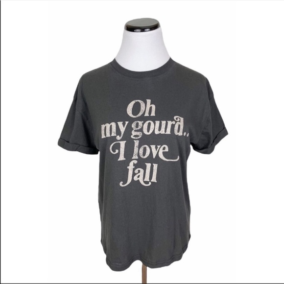 NWT Fifth Sun Fall Inspired Graphic T Shirt Short Sleeve Gray Cotton Size Small - Picture 2 of 6